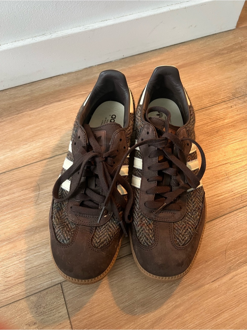 adidas Brown and White Low-Top Lace-Up Sneakers